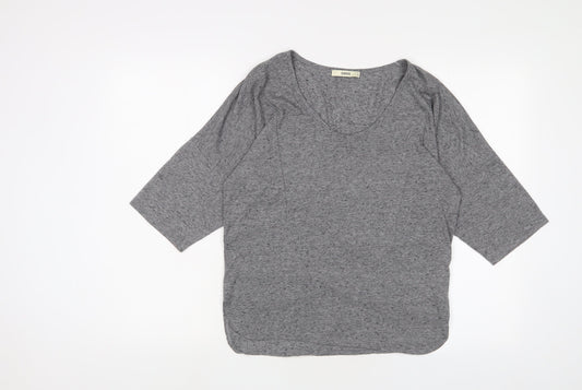 Oasis Womens Grey Viscose Basic T-Shirt Size S Scoop Neck