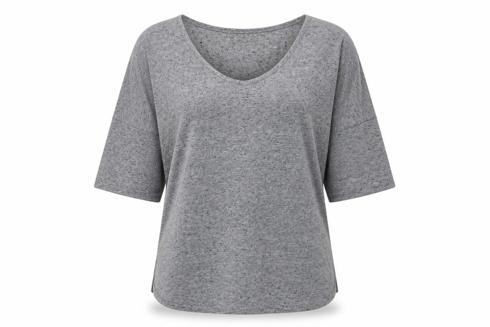 Oasis Womens Grey Viscose Basic T-Shirt Size S Scoop Neck