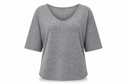 Oasis Womens Grey Viscose Basic T-Shirt Size S Scoop Neck