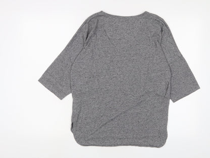Oasis Womens Grey Viscose Basic T-Shirt Size S Scoop Neck