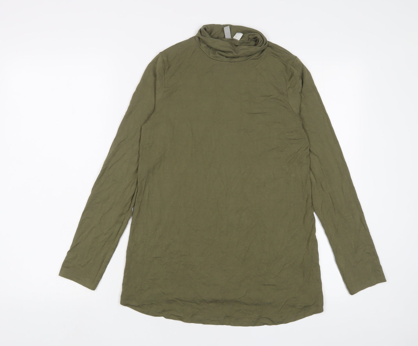 ASOS Womens Green Viscose Basic T-Shirt Size 10 Roll Neck