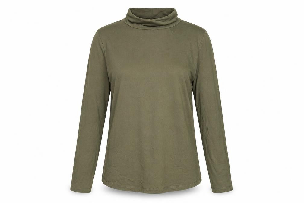 ASOS Womens Green Viscose Basic T-Shirt Size 10 Roll Neck