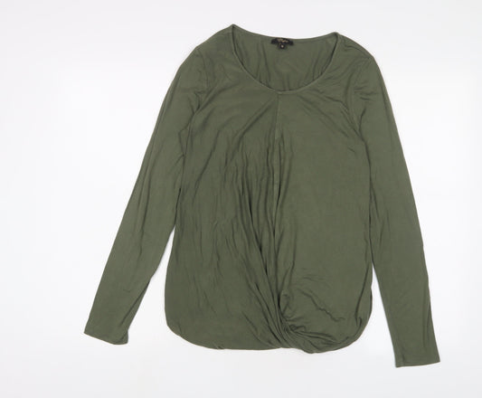 Cupio Womens Green Viscose Basic T-Shirt Size M Scoop Neck