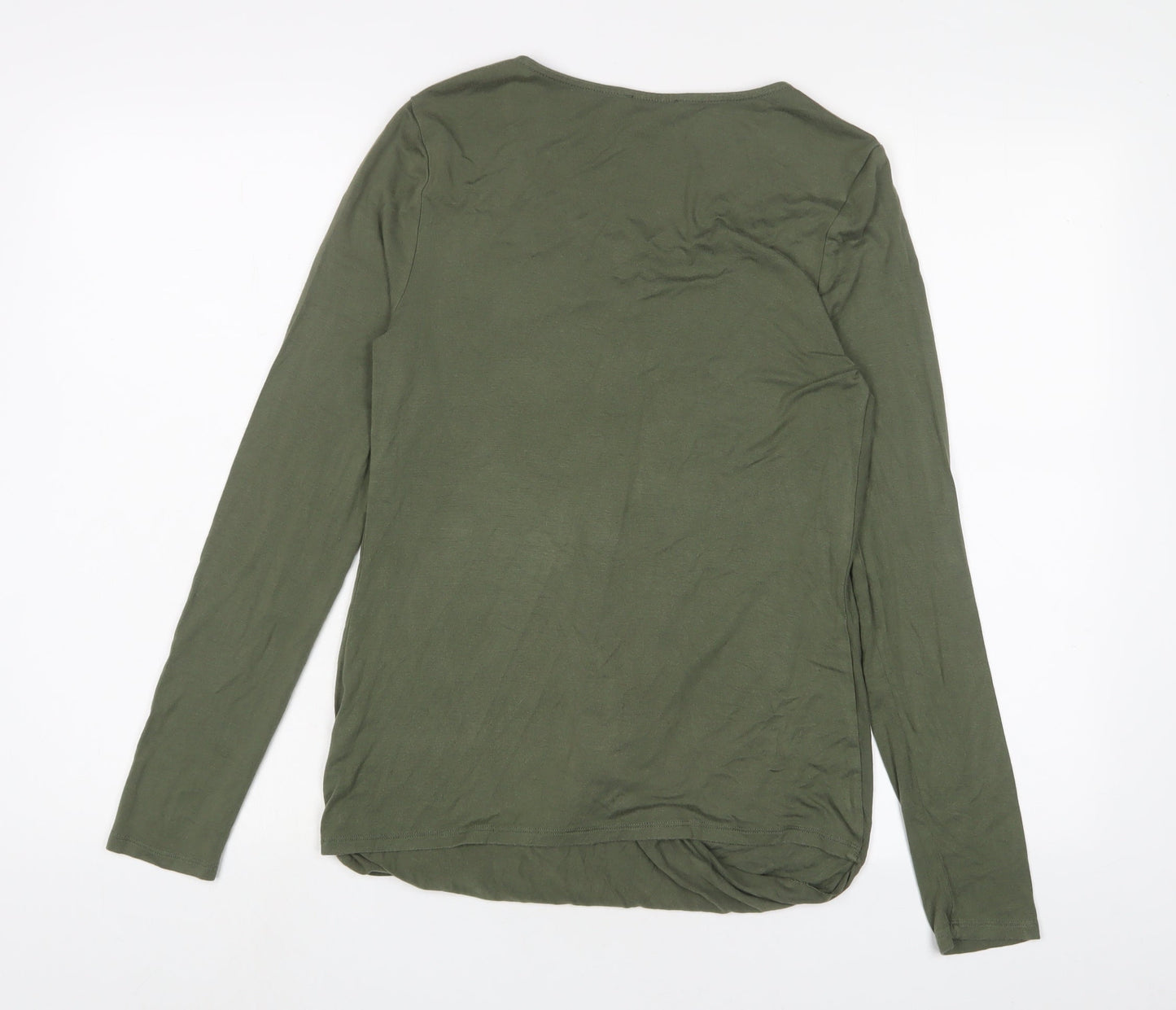 Cupio Womens Green Viscose Basic T-Shirt Size M Scoop Neck