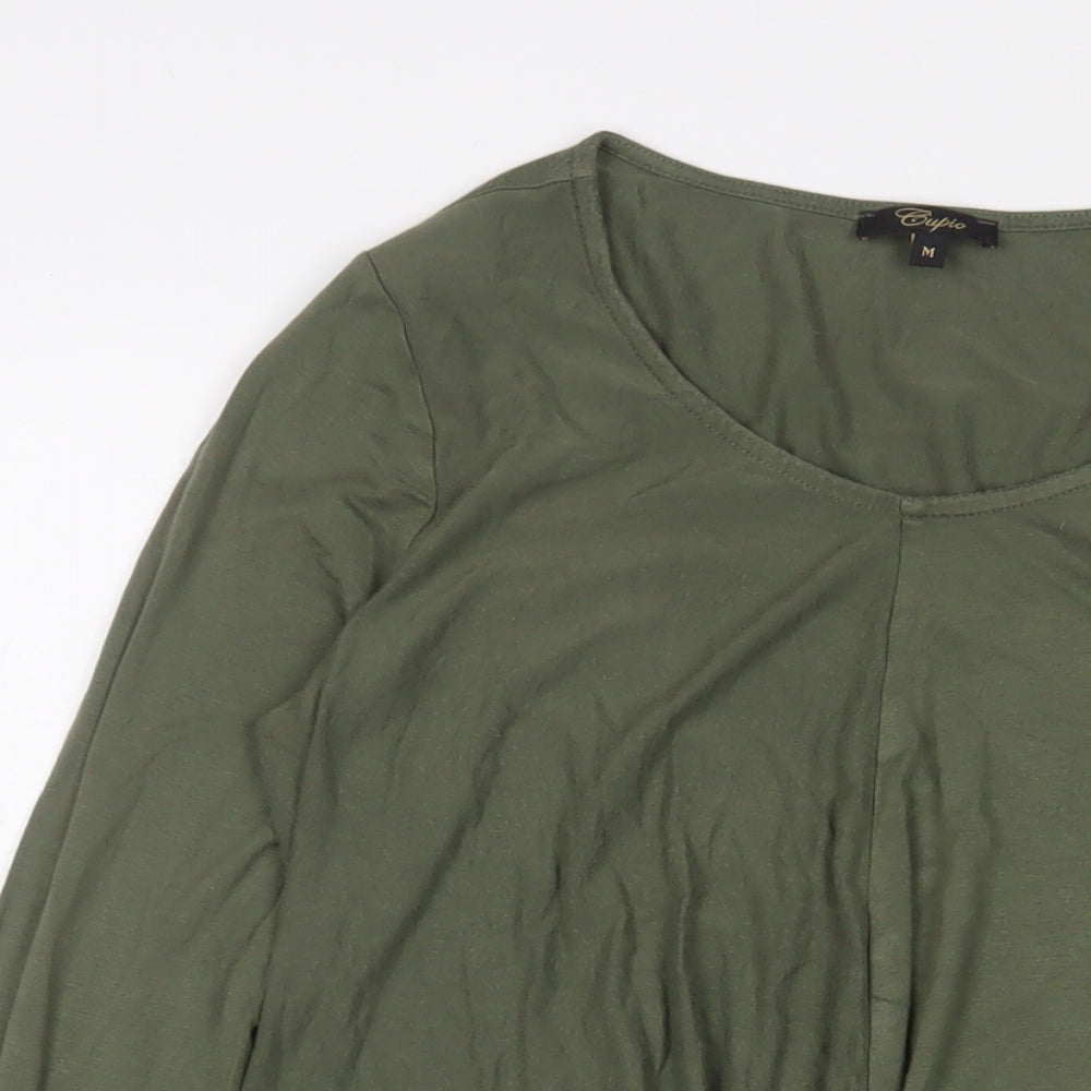 Cupio Womens Green Viscose Basic T-Shirt Size M Scoop Neck