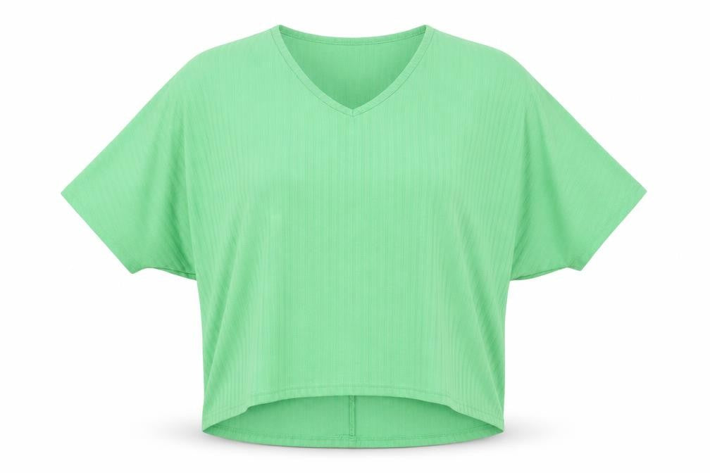 New Look Womens Green Polyester Basic T-Shirt Size S V-Neck