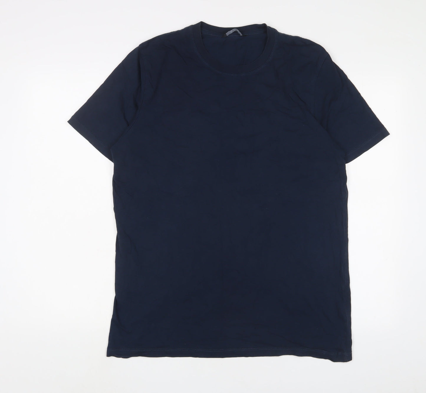 Very Mens Blue Cotton T-Shirt Size L Crew Neck