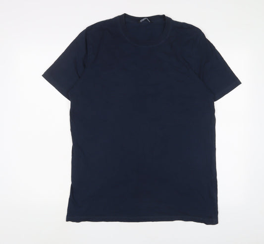 Very Mens Blue Cotton T-Shirt Size L Crew Neck