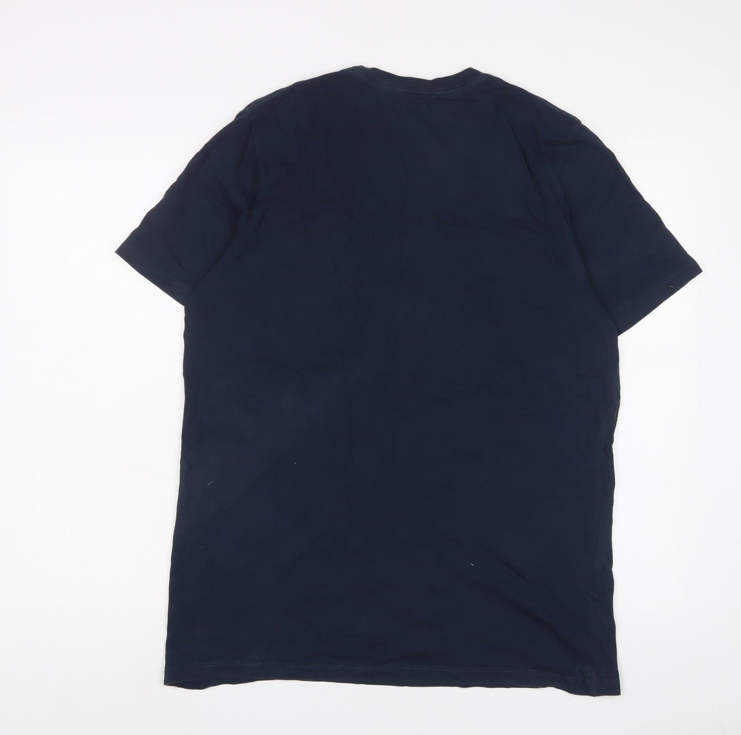 Very Mens Blue Cotton T-Shirt Size L Crew Neck