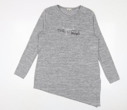 River Island Womens Grey Polyester Basic T-Shirt Size 12 Crew Neck