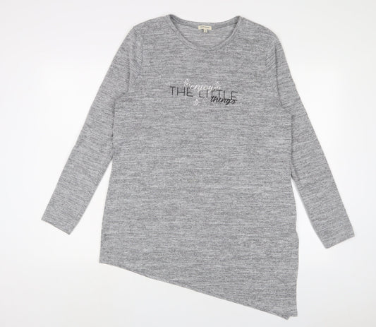 River Island Womens Grey Polyester Basic T-Shirt Size 12 Crew Neck