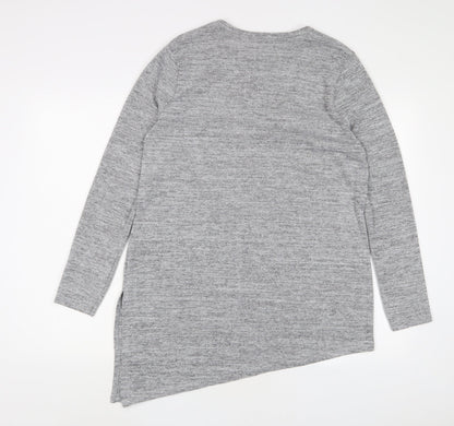 River Island Womens Grey Polyester Basic T-Shirt Size 12 Crew Neck