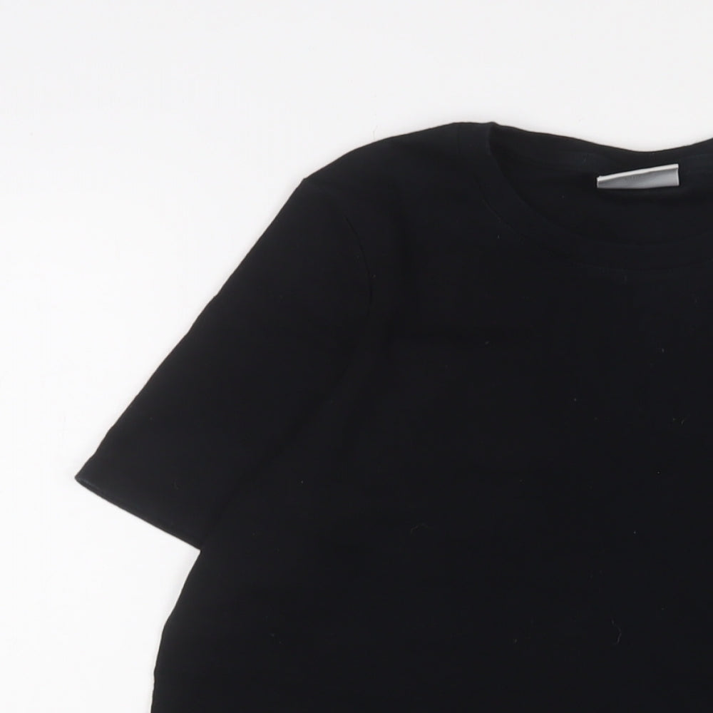 NEXT Womens Black Cotton Basic T-Shirt Size 10 Crew Neck