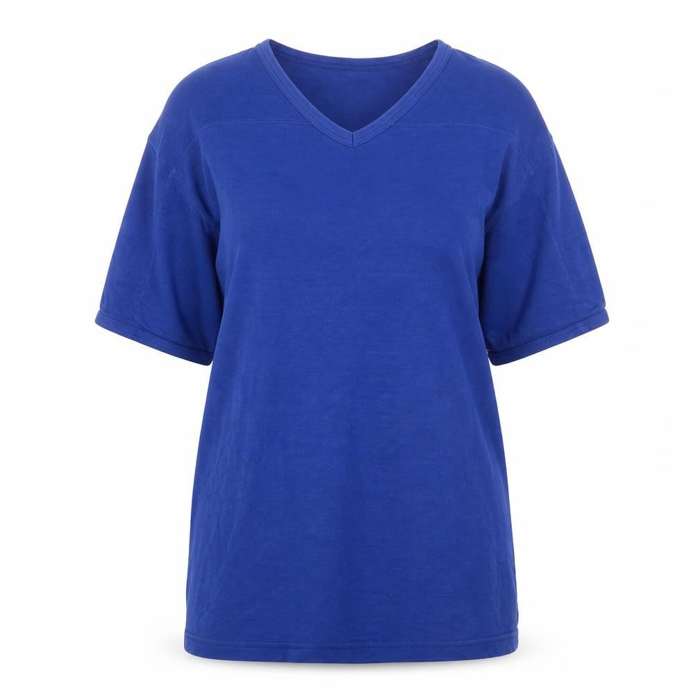 Linea Womens Blue Cotton Basic T-Shirt Size L V-Neck