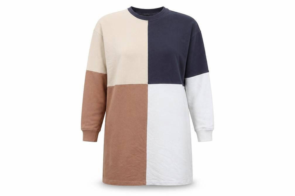 Missguided Womens Multicoloured Geometric Cotton Jumper Dress Size 10 Collared Pullover