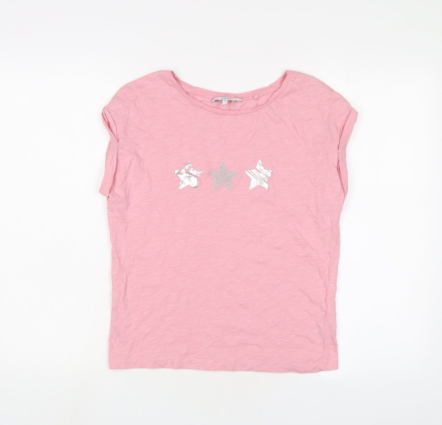 NEXT Womens Pink Cotton Basic T-Shirt Size 10 Crew Neck - Stars