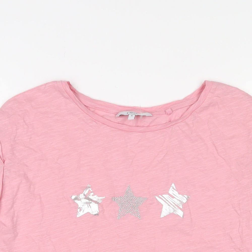 NEXT Womens Pink Cotton Basic T-Shirt Size 10 Crew Neck - Stars