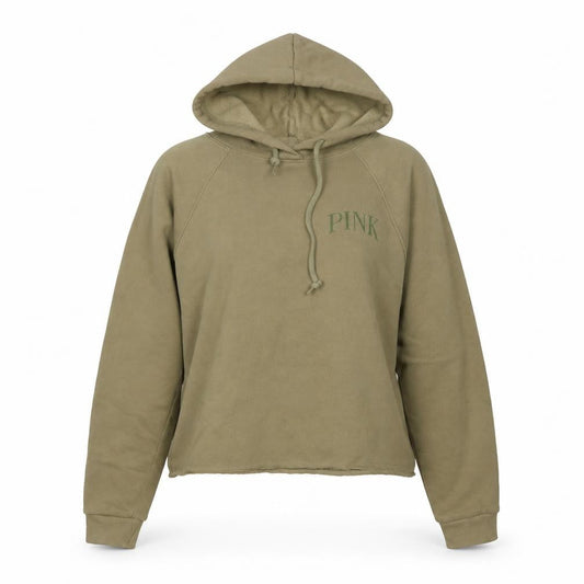 PINK Womens Green Cotton Pullover Hoodie Size S Pullover