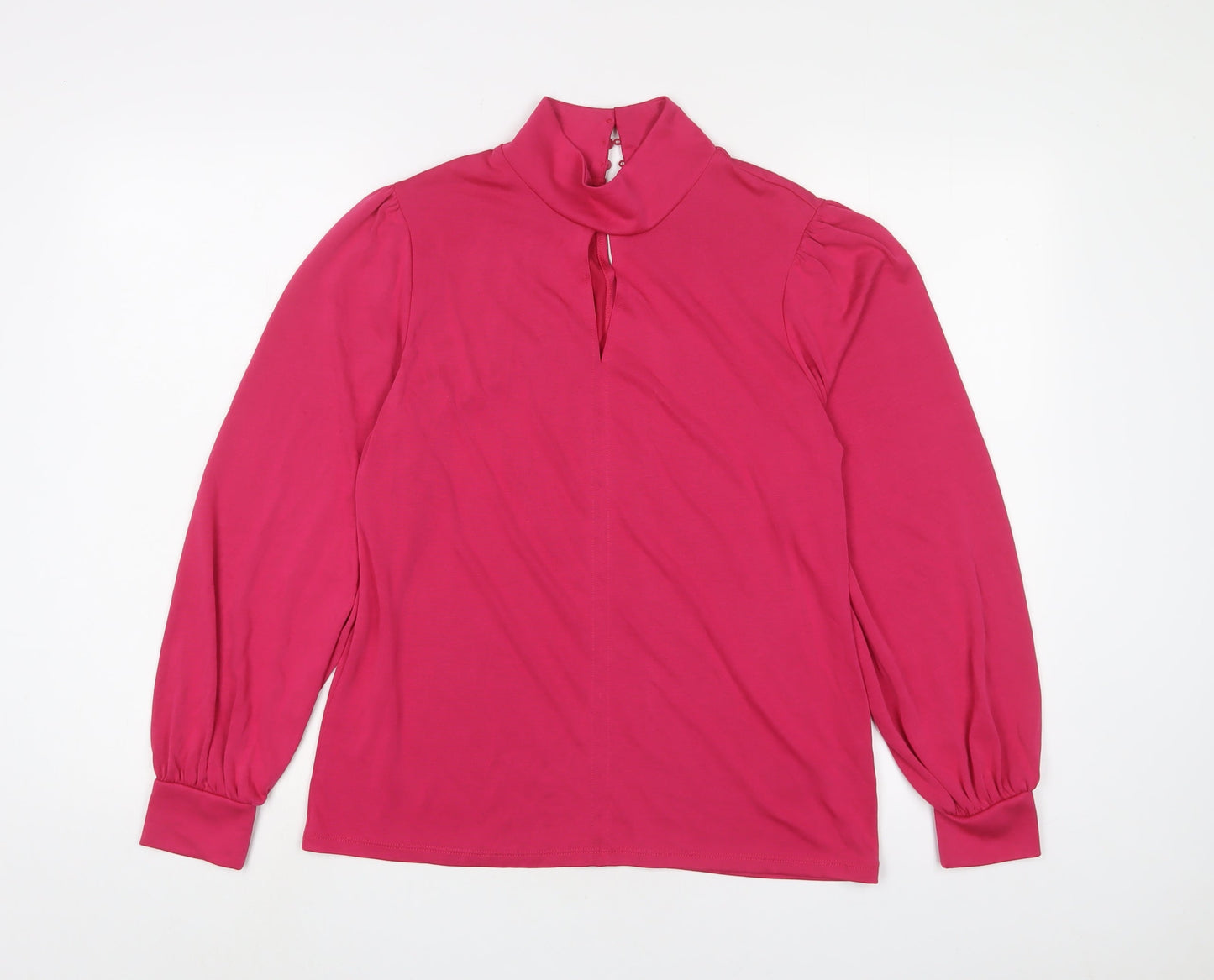 Marks and Spencer Womens Pink Modal Basic Blouse Size 12 Round Neck - Keyhole neck