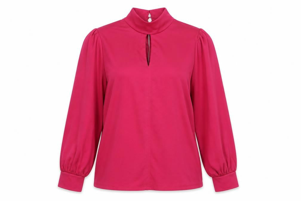 Marks & Spencer Womens Pink Modal Basic Blouse Size 12 Round Neck - Keyhole neck