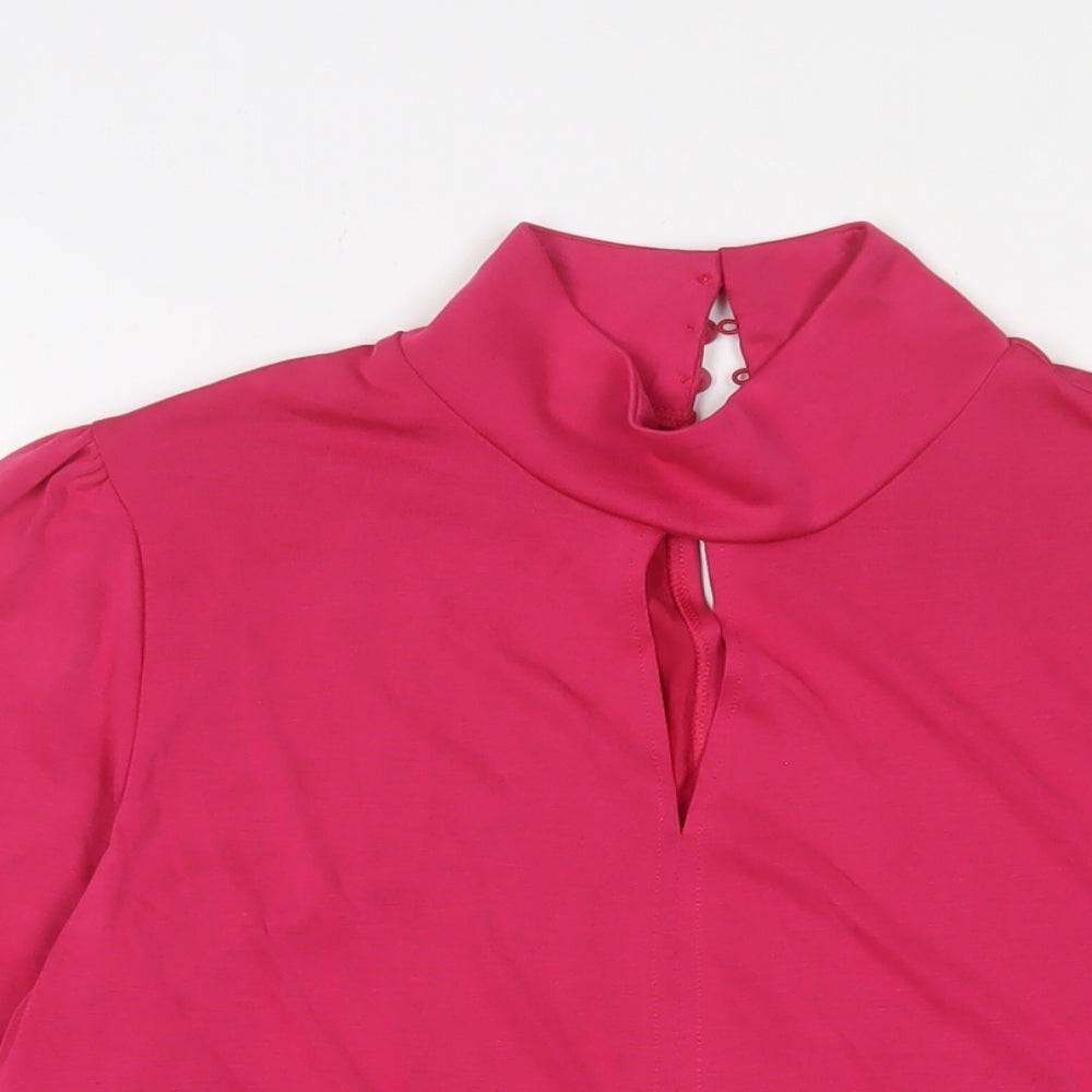 Marks and Spencer Womens Pink Modal Basic Blouse Size 12 Round Neck - Keyhole neck