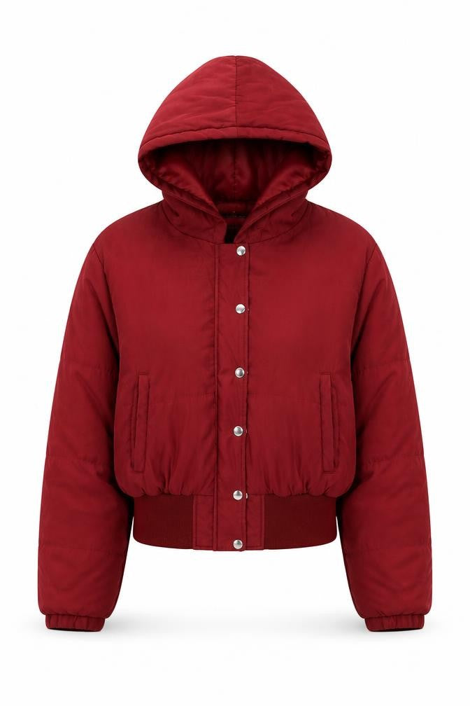 PRETTYLITTLETHING Womens Red Quilted Coat Size 14 Zip