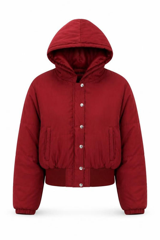 PRETTYLITTLETHING Womens Red Quilted Coat Size 14 Zip
