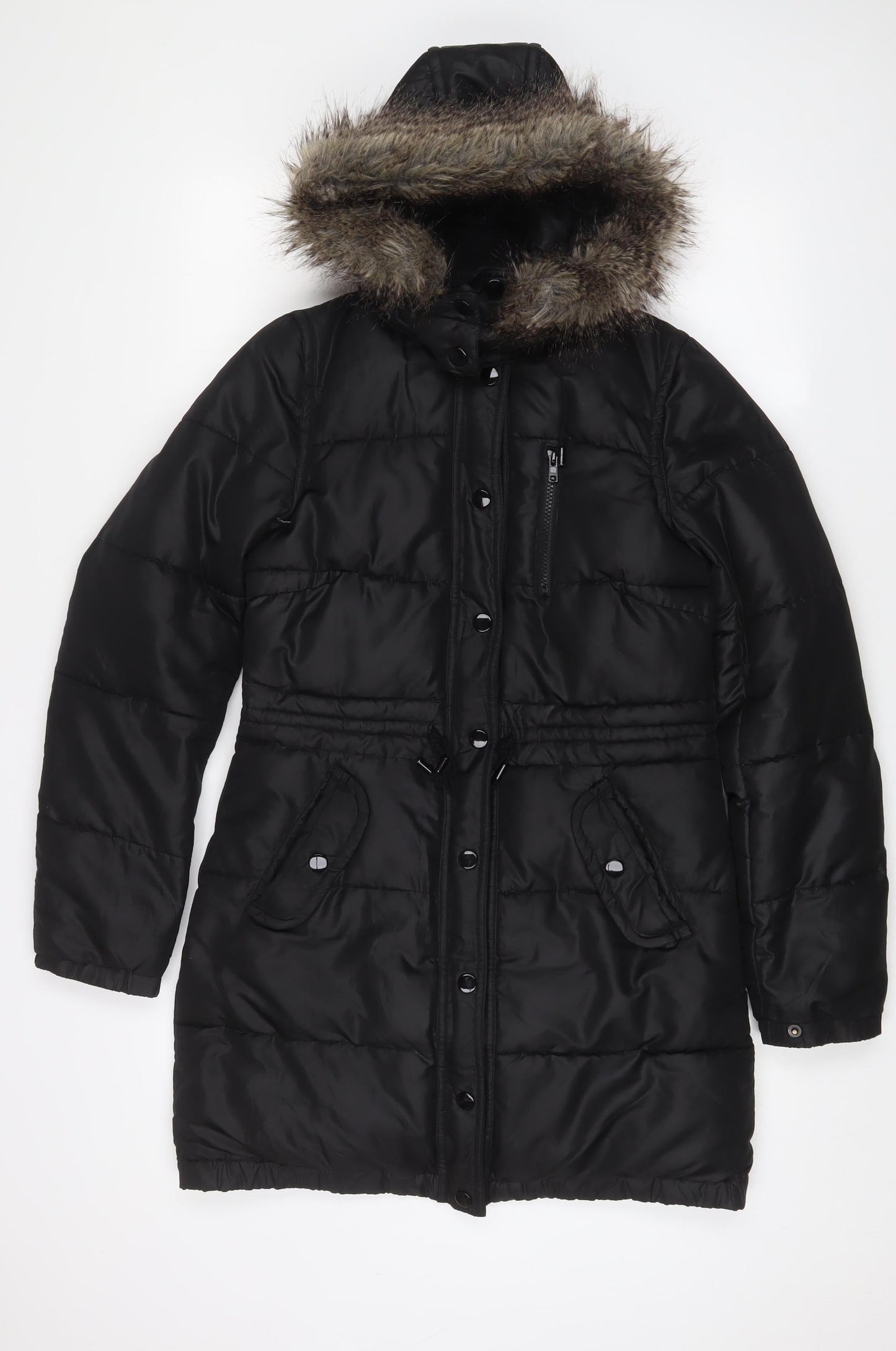 H&M Womens Black Parka Coat Size 6 Zip