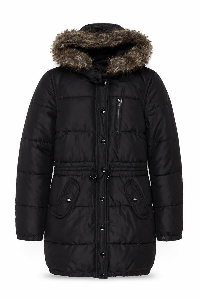 H&M Womens Black Parka Coat Size 6 Zip