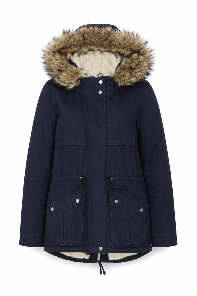 H&M Womens Blue Parka Coat Size 8 Zip