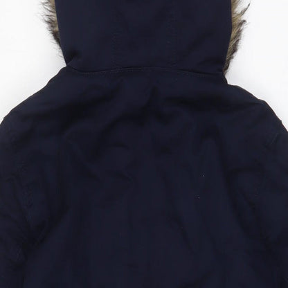 H&M Womens Blue Parka Coat Size 8 Zip