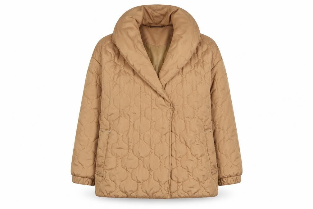 Michelle Keegan Womens Beige Quilted Coat Size 16 Snap