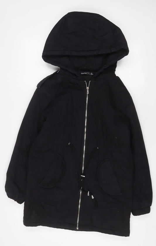 Boohoo Womens Black Jacket Coat Size 6 Zip