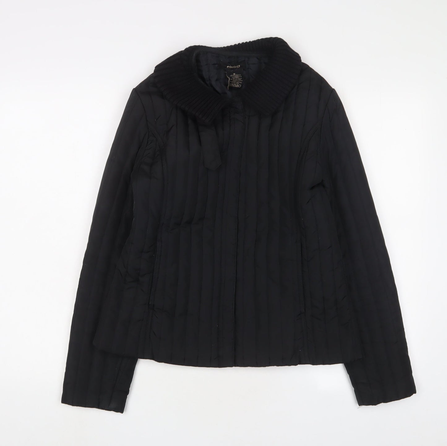 Eivissa Womens Black Quilted Jacket Size M Snap