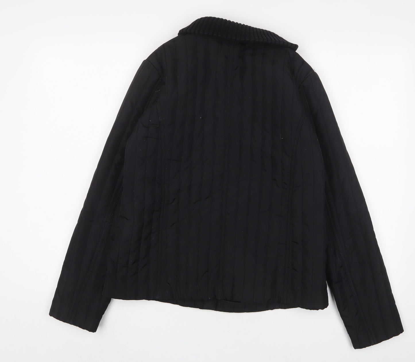 Eivissa Womens Black Quilted Jacket Size M Snap
