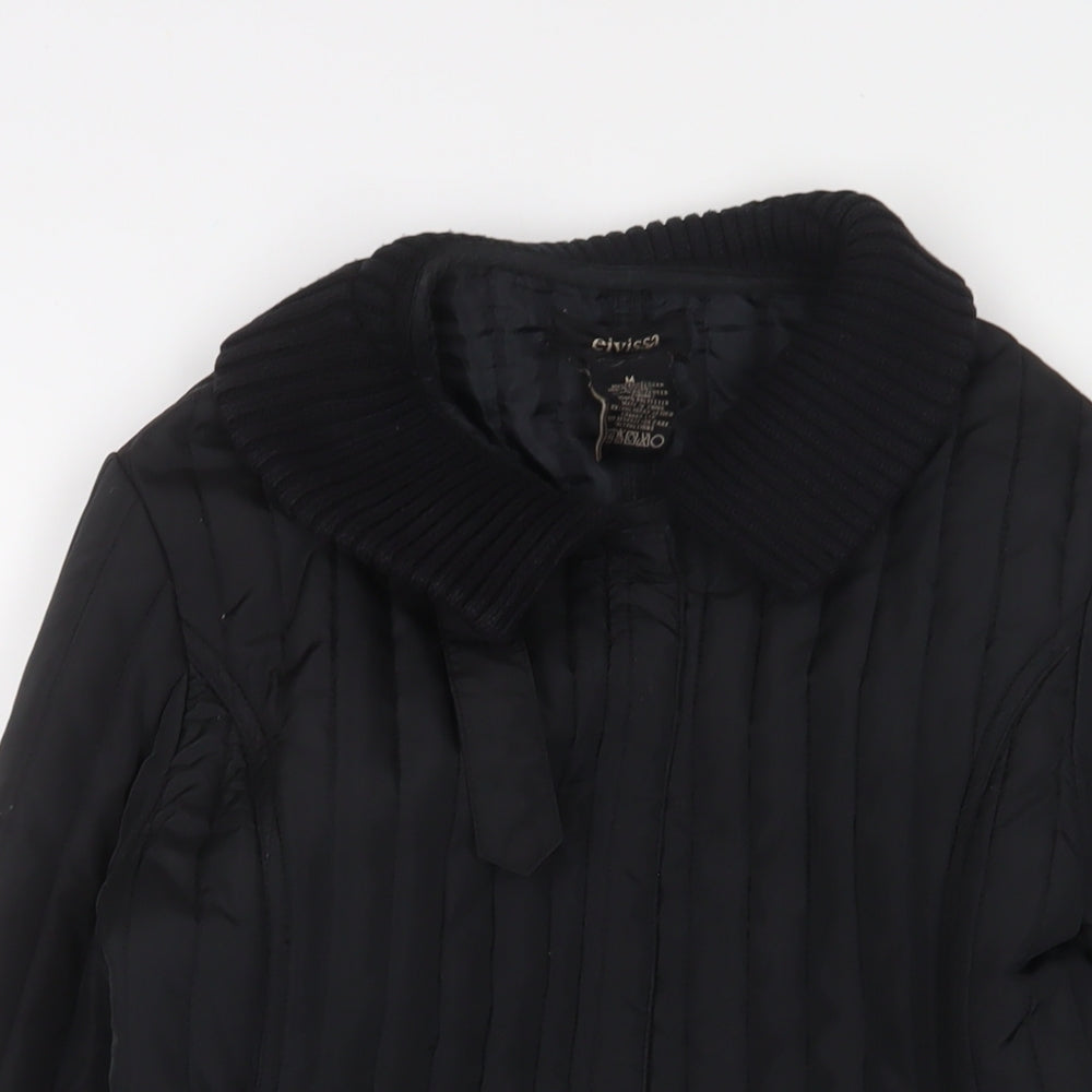 Eivissa Womens Black Quilted Jacket Size M Snap