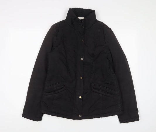 BHS Womens Black Quilted Jacket Size 12 Zip