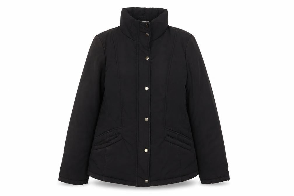 BHS Womens Black Quilted Jacket Size 12 Zip