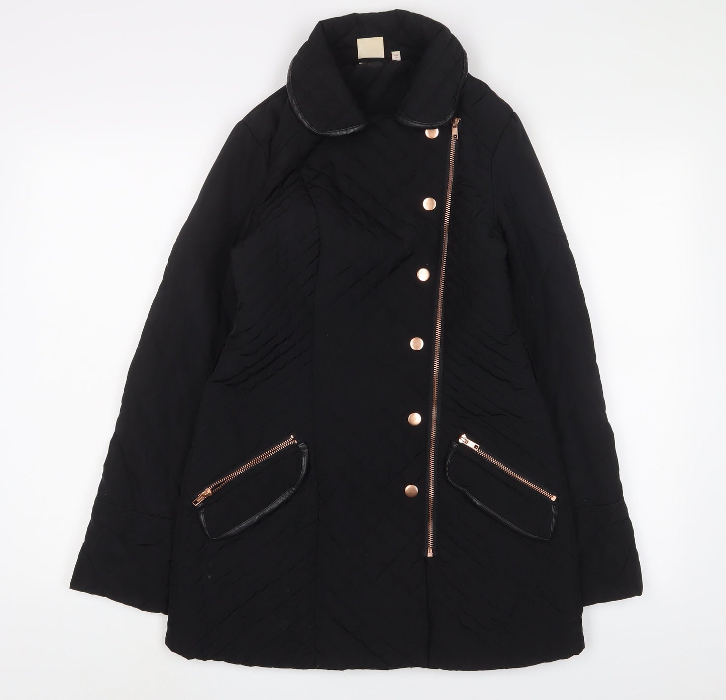 NEXT Womens Black Quilted Jacket Size 8 Zip