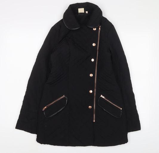 NEXT Womens Black Quilted Jacket Size 8 Zip