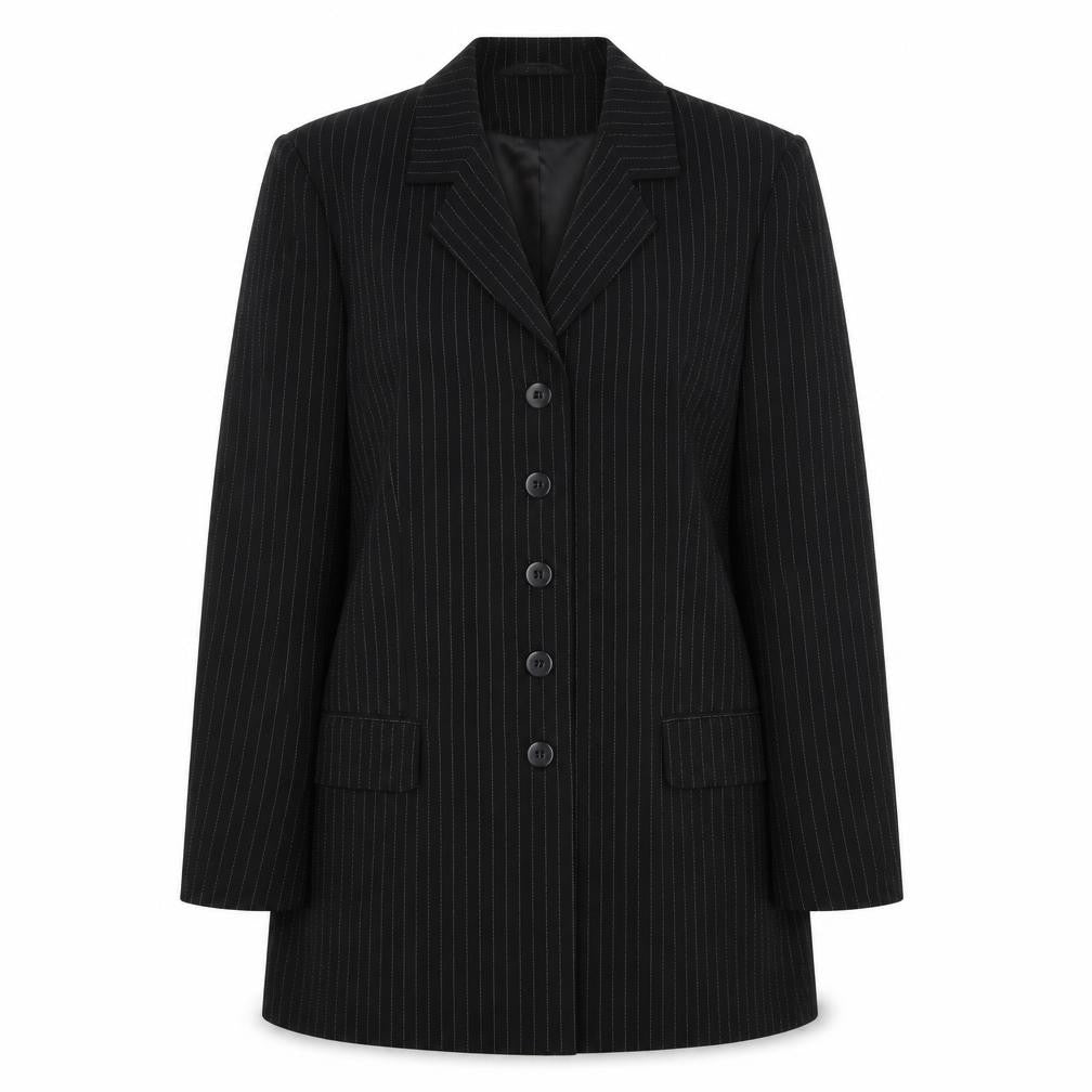 For Women Womens Black Striped Jacket Blazer Size 14 Button