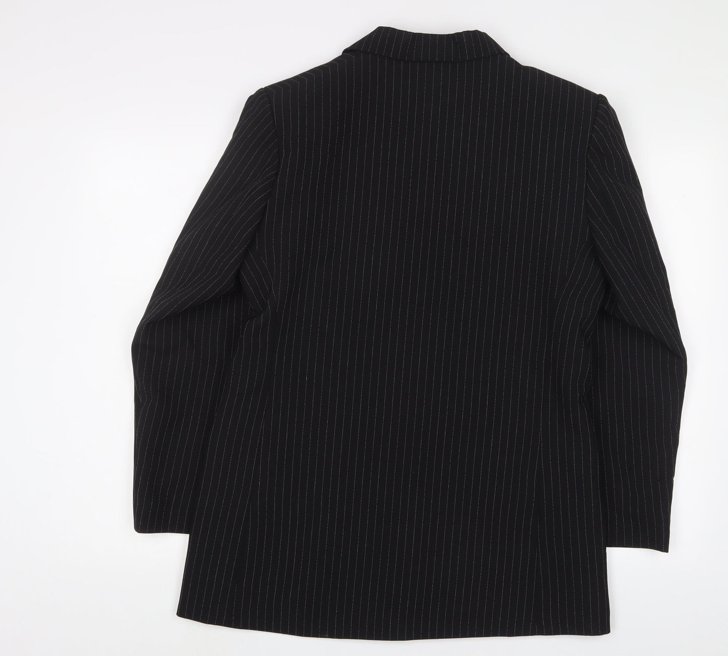 For Women Womens Black Striped Jacket Blazer Size 14 Button