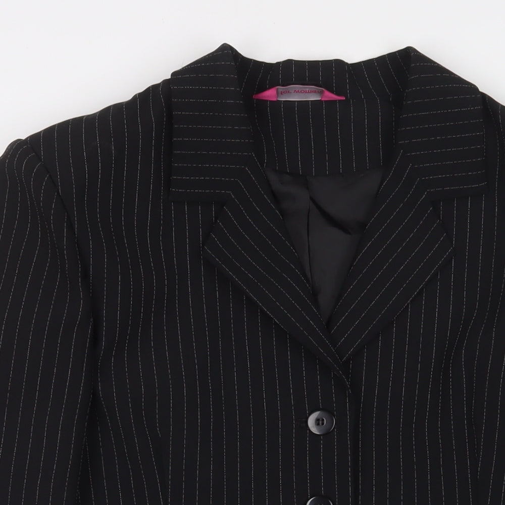 For Women Womens Black Striped Jacket Blazer Size 14 Button