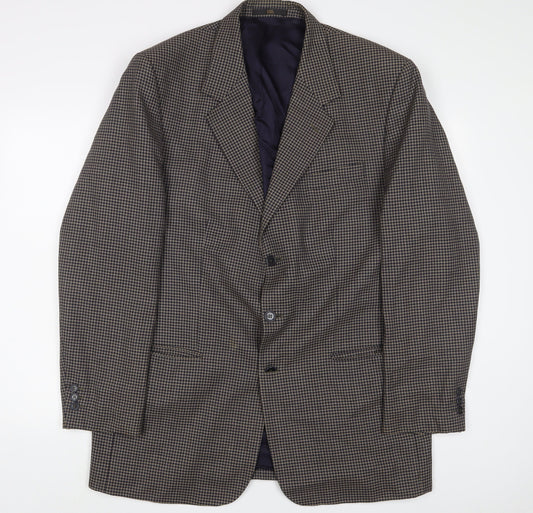 HR Tailoring Mens Brown Plaid Wool Jacket Suit Jacket Size 44 Regular