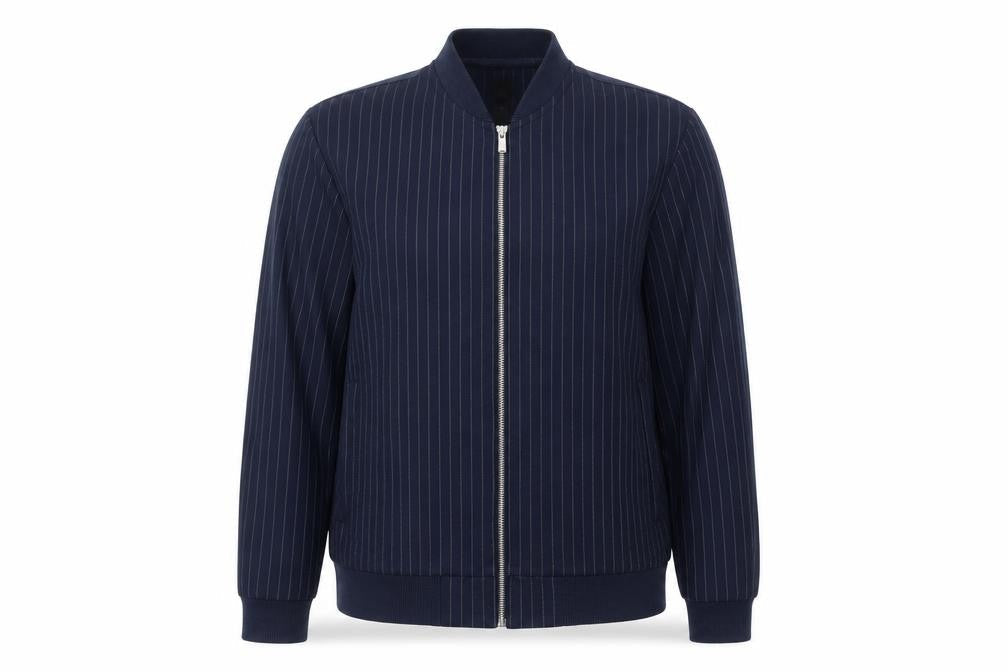 River Island Women Blue Striped Bomber Jacket Size S