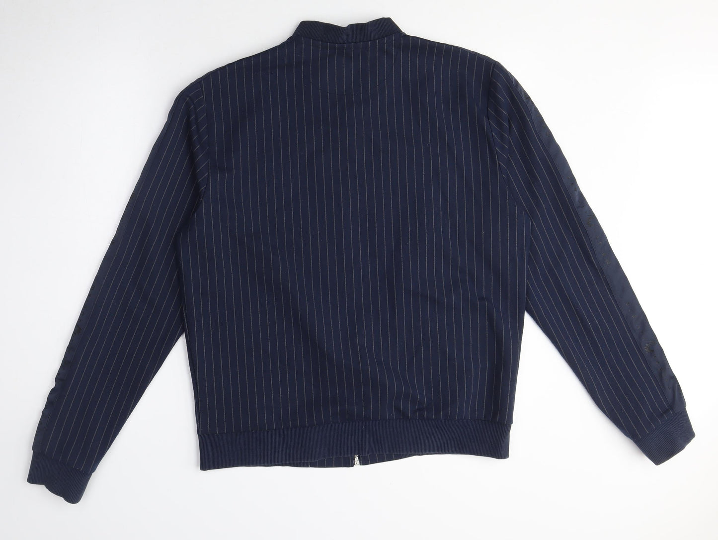 River Island Women Blue Striped Bomber Jacket Size S
