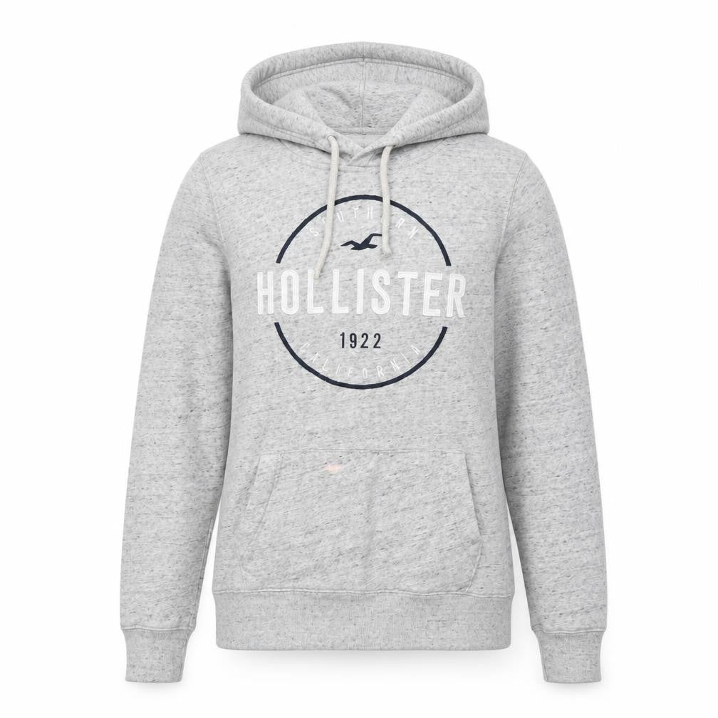 Hollister Unisex Grey Pullover Hoodie L