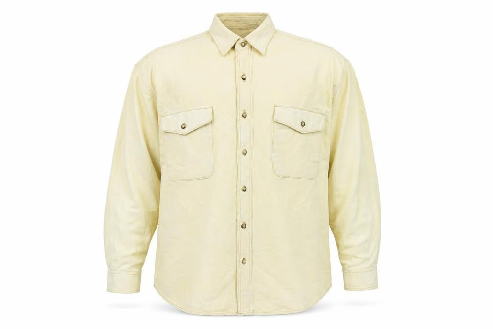 hamshead Mens Yellow Cotton Blend Button-Up Size 2XL Collared Button