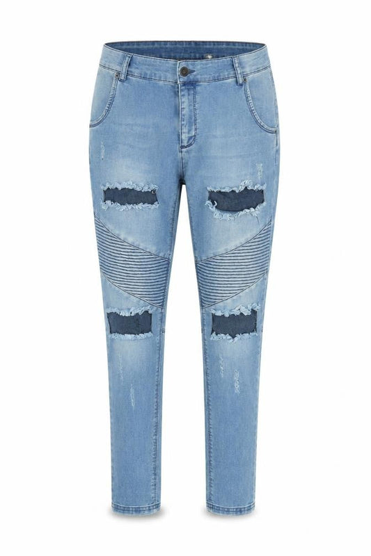 silksilk Womens Blue Cotton Blend Tapered Jeans Size L L27 in Regular Zip