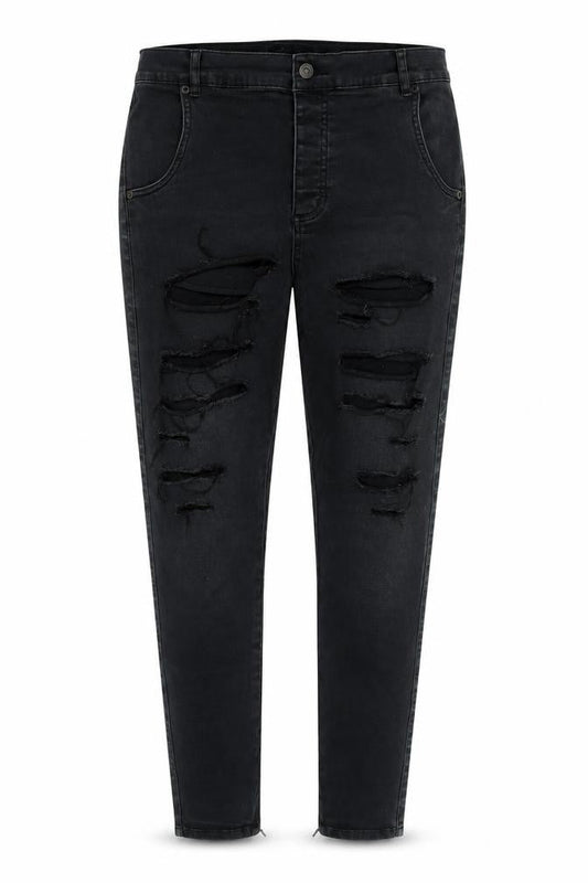 silksilk Womens Black Cotton Blend Tapered Jeans Size L L29 in Regular Zip - Zip detail to legs